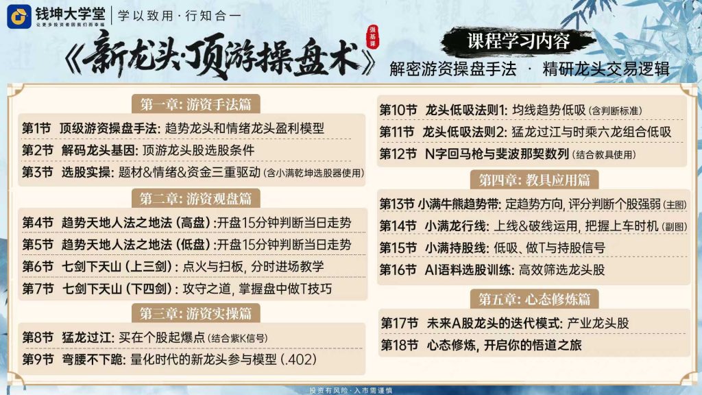 图片[1]-小满老师钱坤大学堂《新龙头·顶级操盘术》强基系统课+日报+小班课+指标-股神之家-股民成长集结地